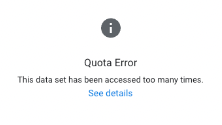 The quota error screen shown in Looker Studio when GA4 quotas have been exceeded.